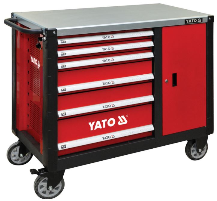 Skříňka dílenská pojízdná 6 zásuvek +zavírací skříň červená YATO YT-09002